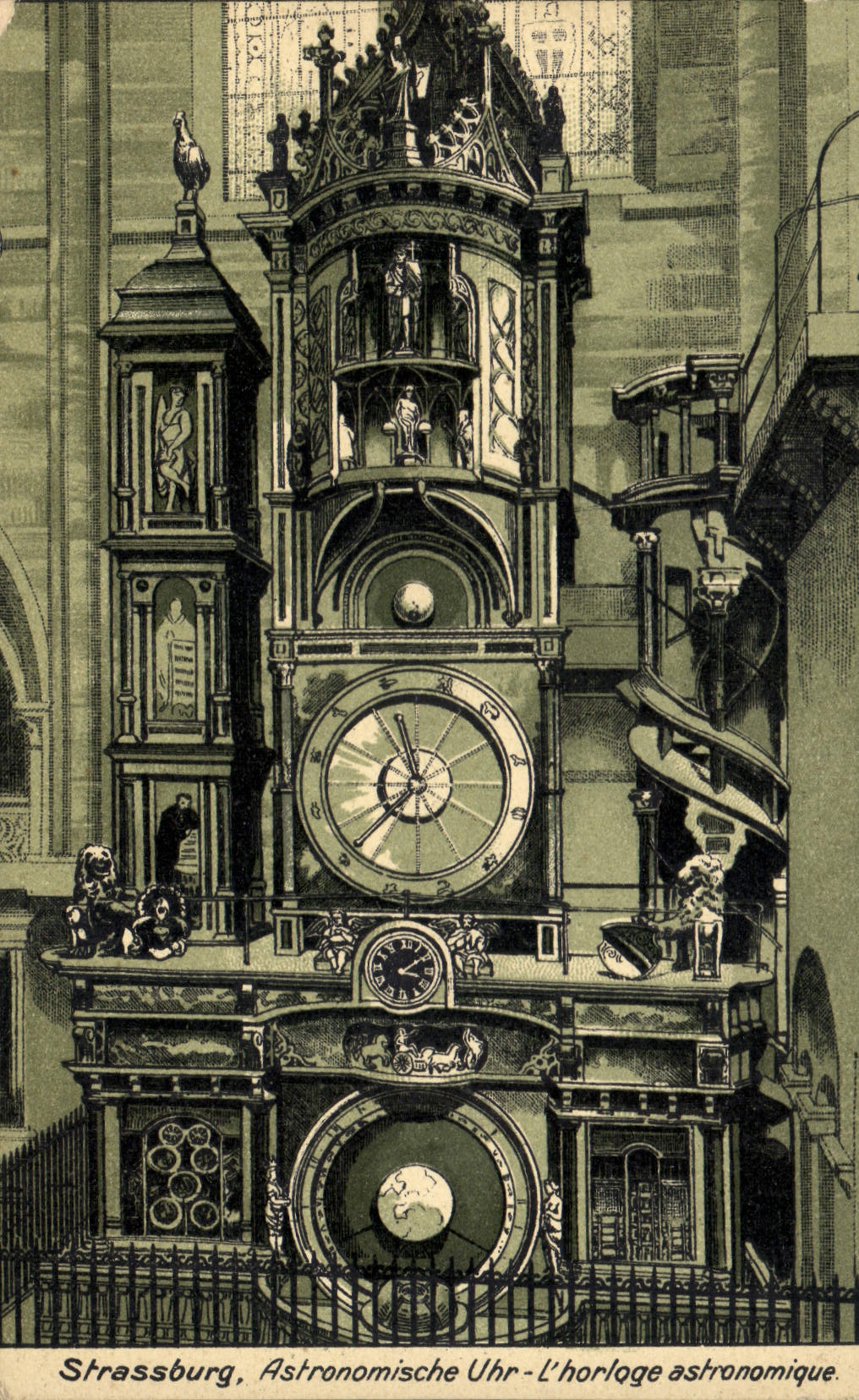 Postal Reloj astronómico Estrasburgo