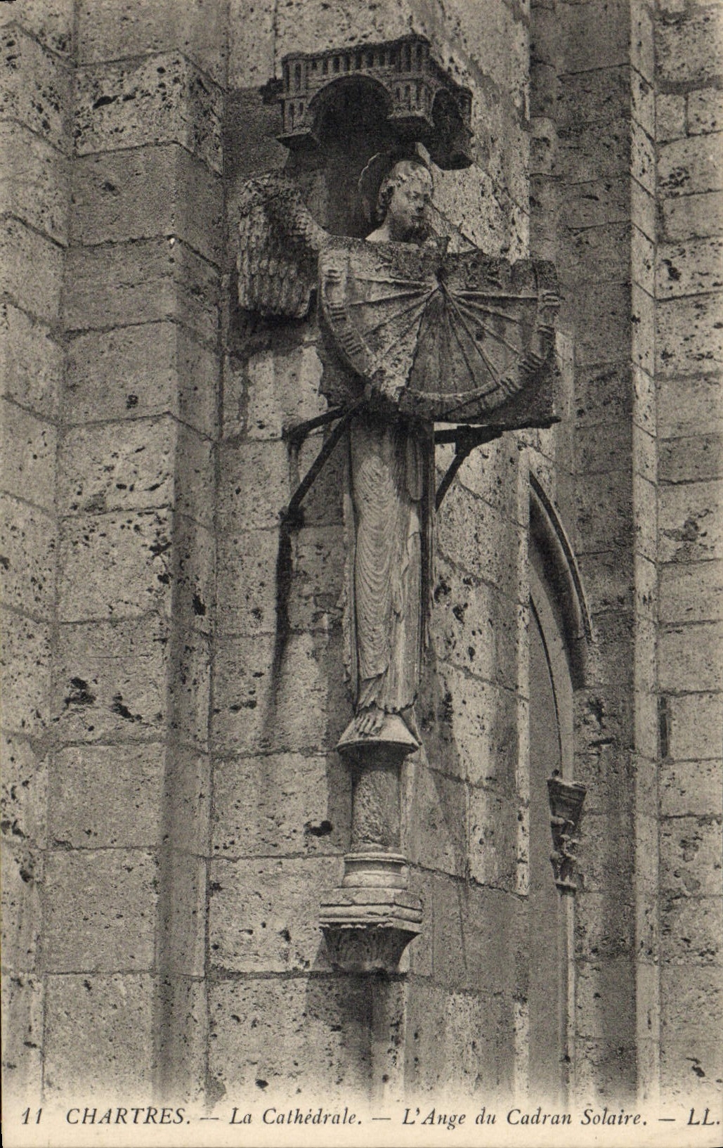 Postal Reloj Chartres la catedral el ángel del reloj de sol