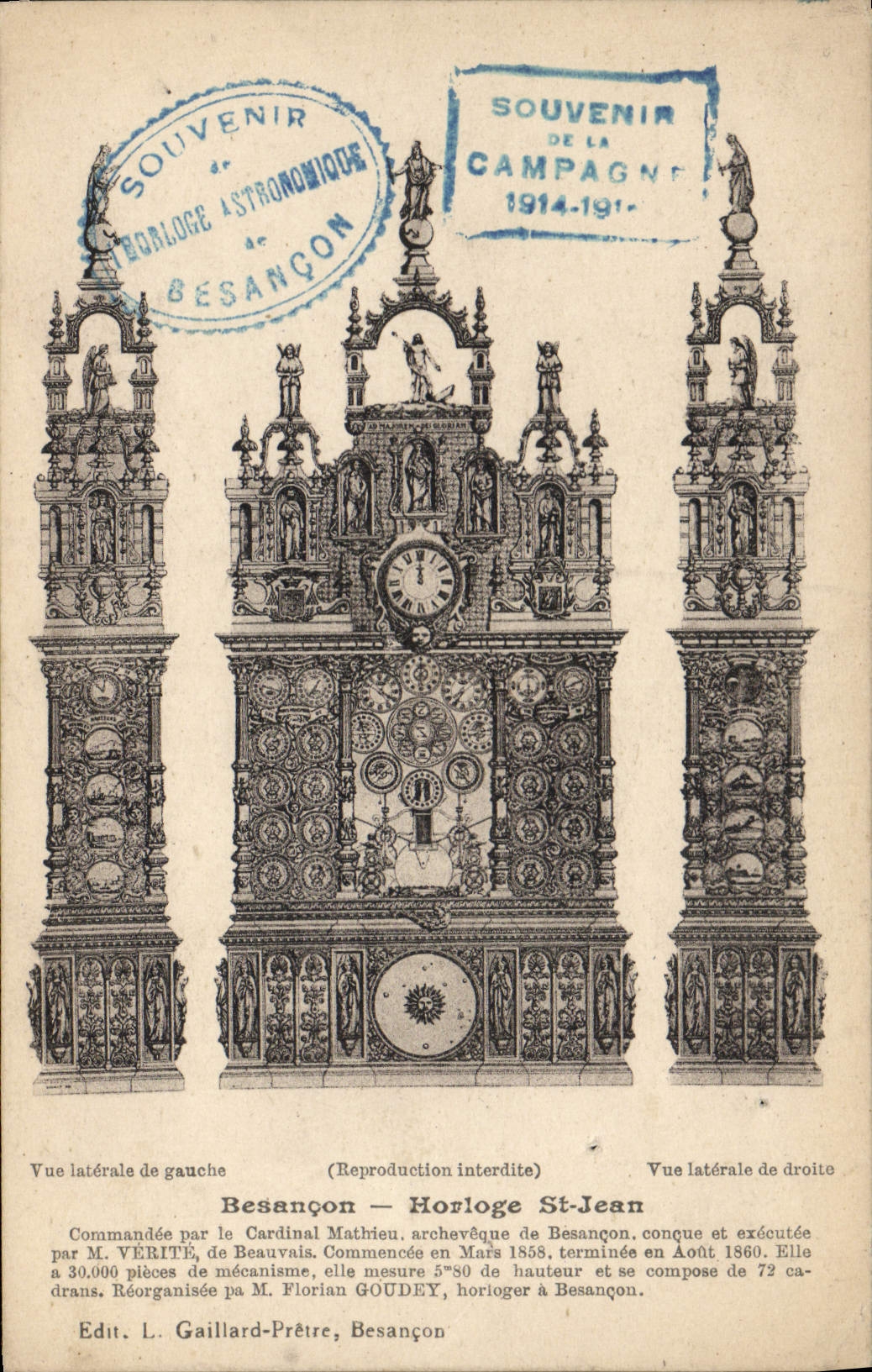 Postal Reloj St Jean Besançon