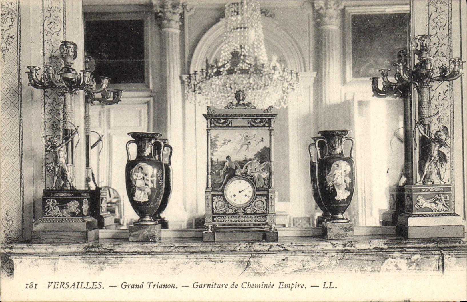 Postal Reloj Versalles Gran Trianon Utensilio de chimenea Imperio