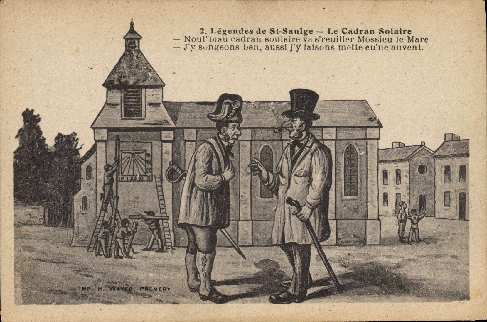 Postal Reloj Leyendas de Santo Saulge Reloj de sol