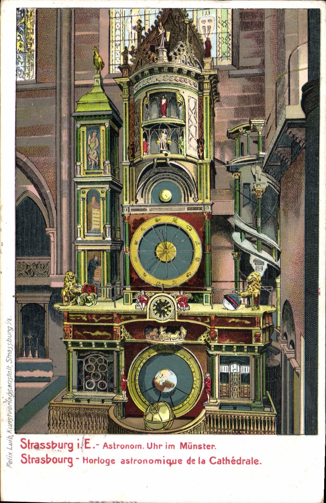 Postal Reloj astronómico de la catedral Estrasburgo