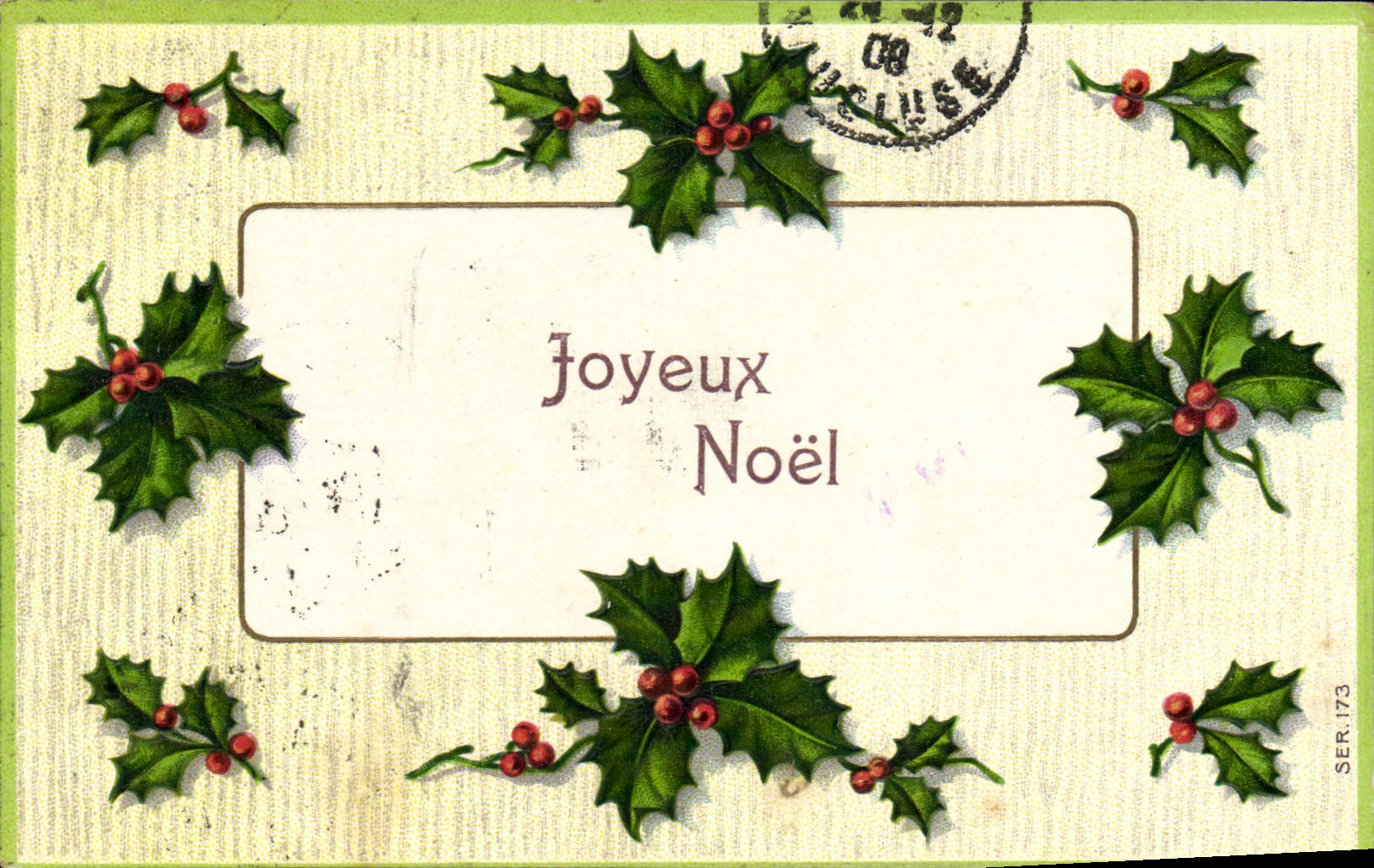 CPA Fantaisie Fleurs Houx Noel