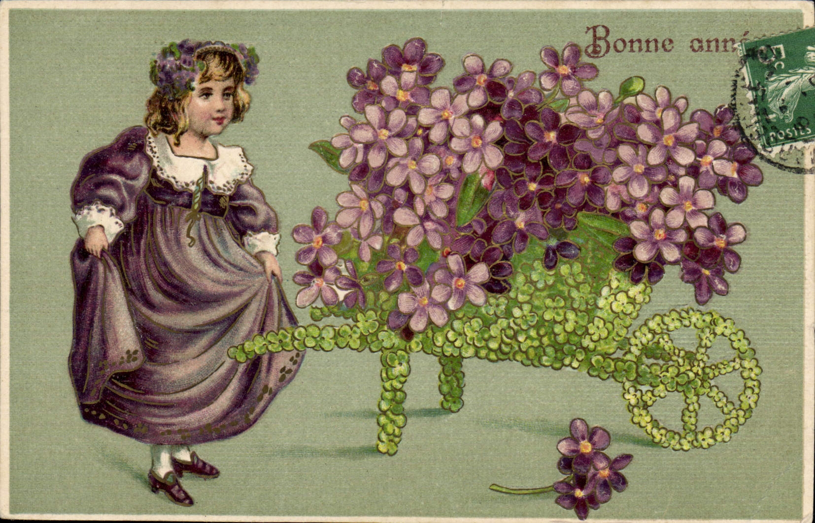 CPA Fantaisie Fleurs Enfant