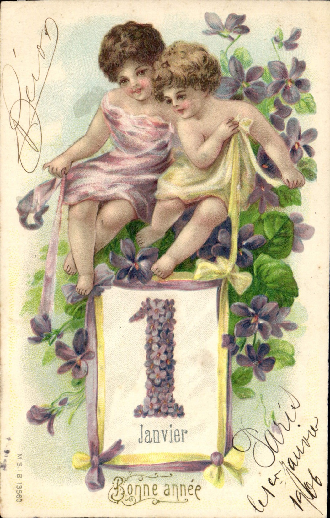 CPA Fantaisie Fleurs Enfants