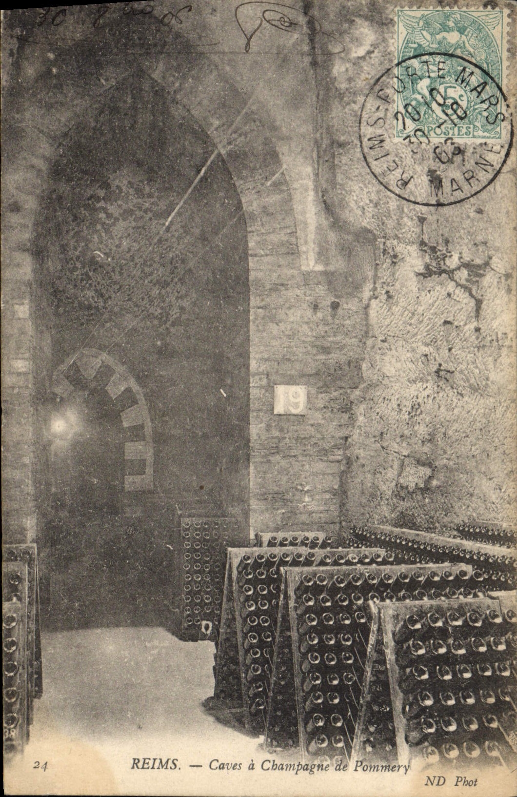 Postal Folclore Vid Vino Vendimias Champaña Reims Huecos a Champaña de Pommery