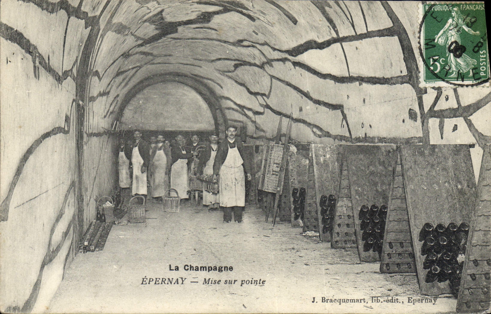 Postal Folclore Vid Vino Vendimias Champaña Epernay Puesta sobre punta