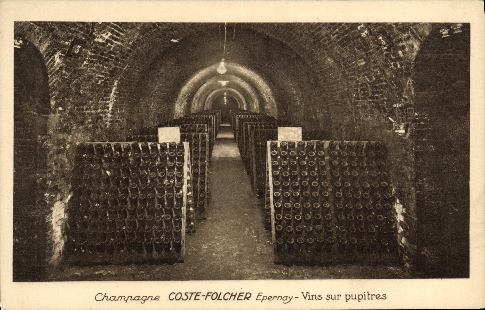Postal Folclore Vid Vino Vendimias Champaña Coste Folcher Epernay Vinos sobre pupitres