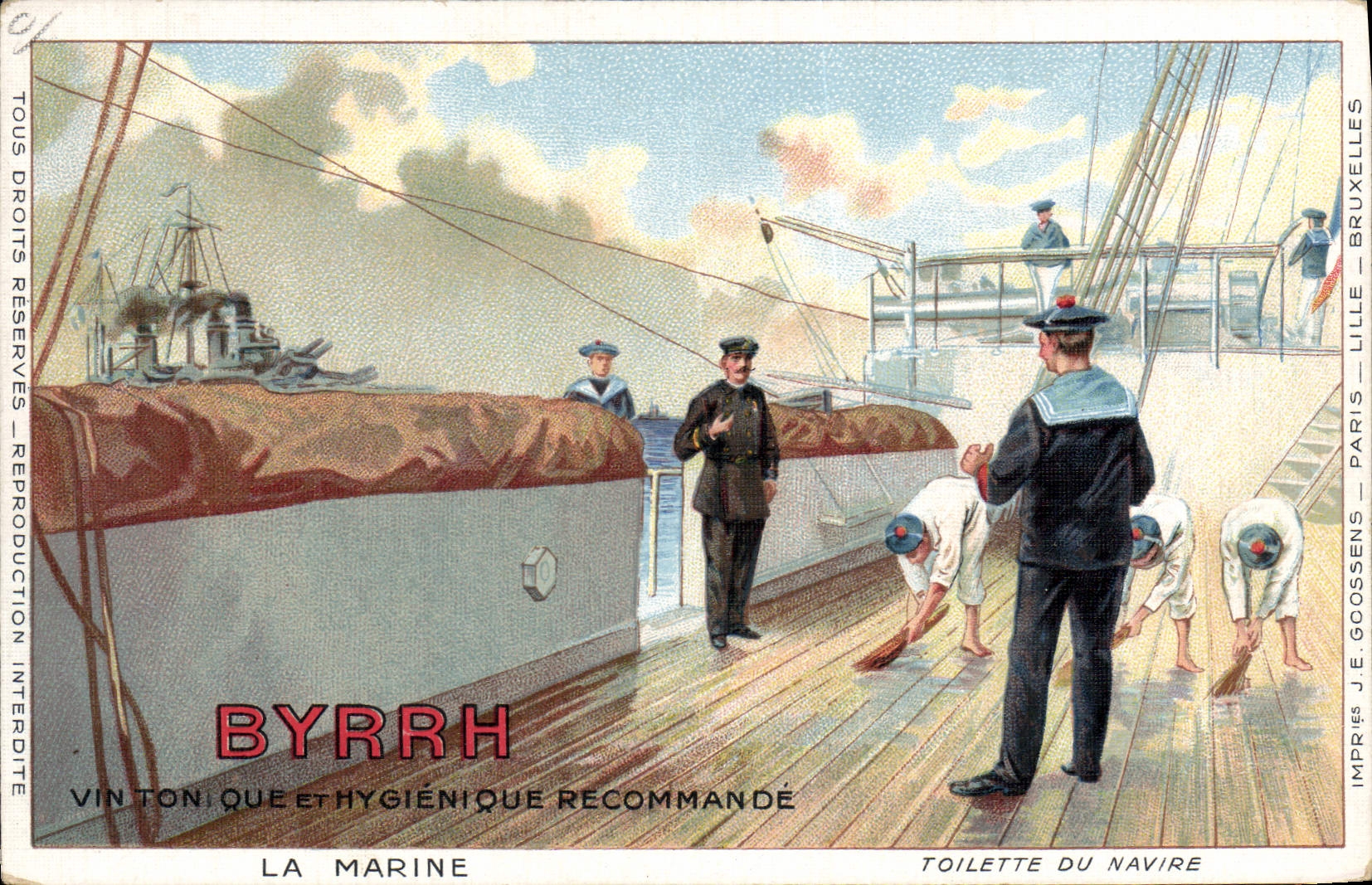CPA Publicite Byrrh Vin tonique Marins Bateau La marine Toilette du navire