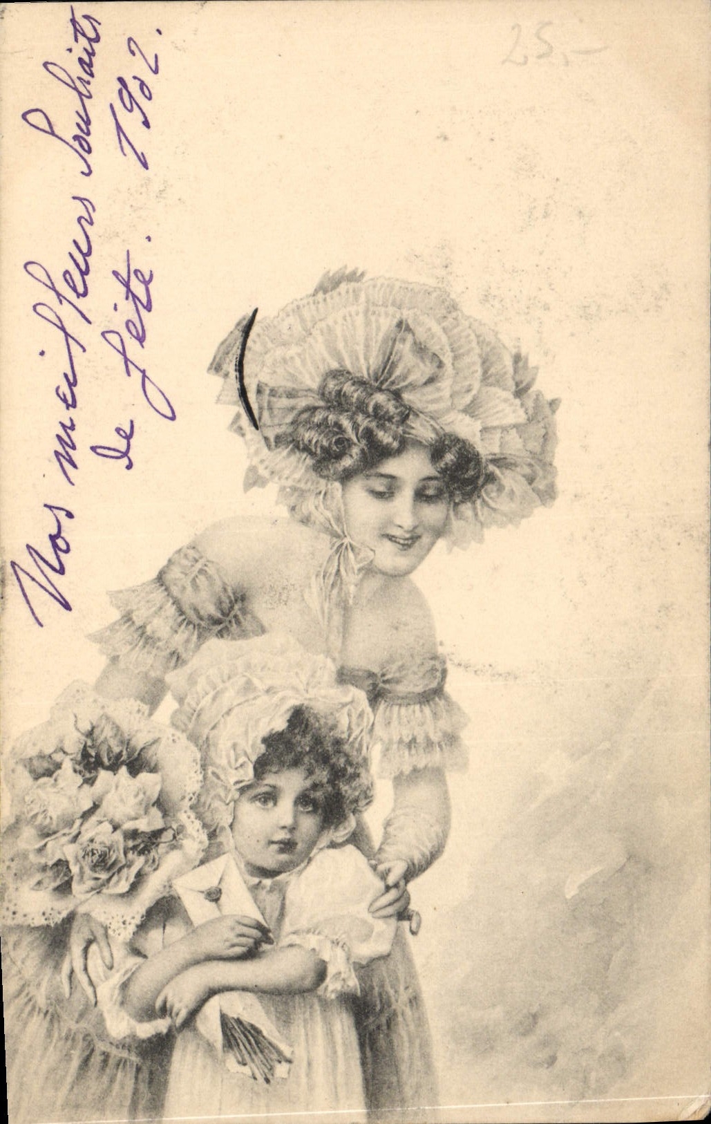 Postal Fantasia Mujer Ilustrador Niño