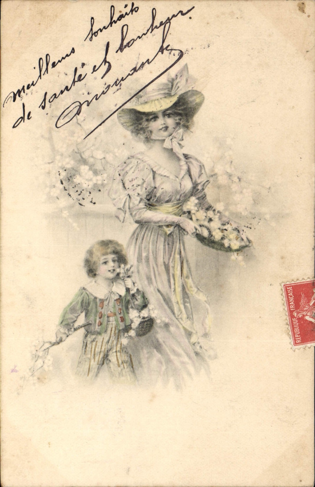 CPA Fantaisie Femme Illustrateur Enfant