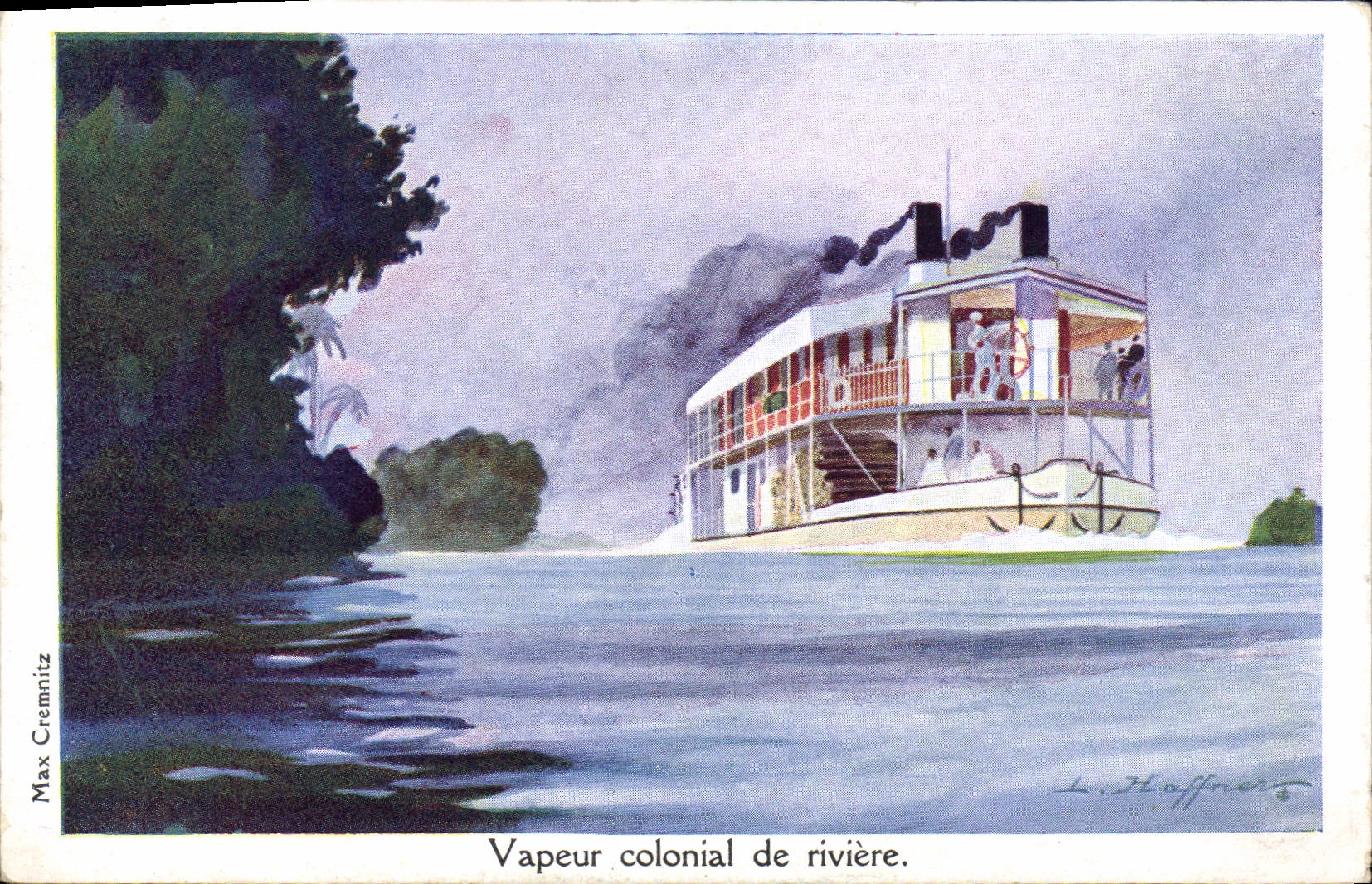 CPA Illustrateur Haffner Bateau Vapeur colonial de riviere