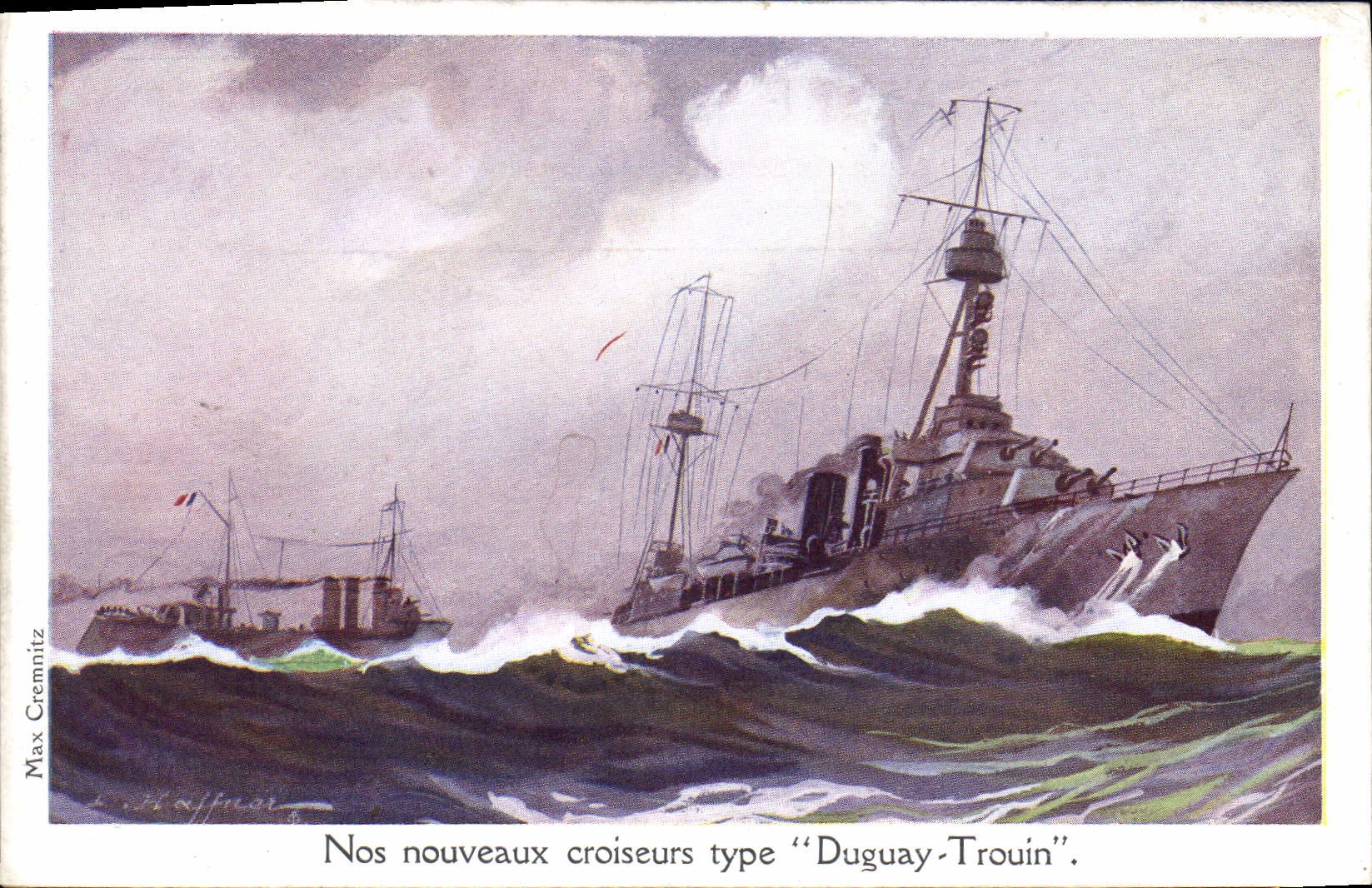 CPA Illustrateur Haffner Bateau de guerre Croiseurs Type Duguay Trouin 