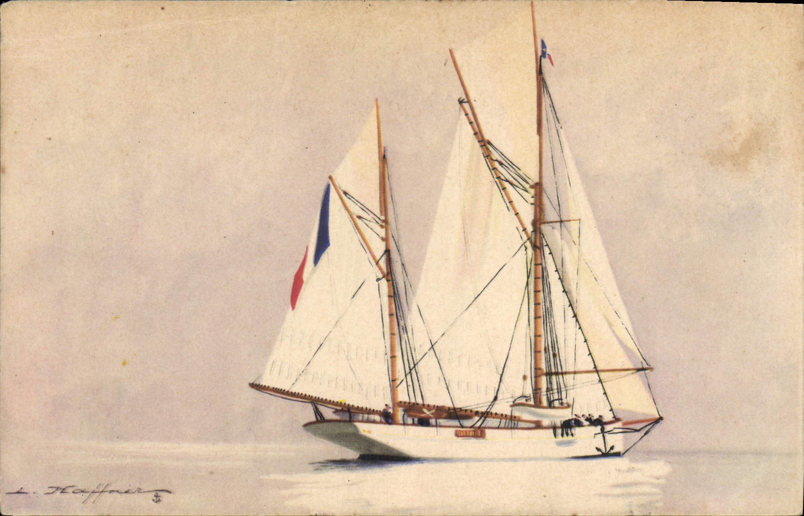CPA Illustrateur Haffner Bateau Yacht encalmine