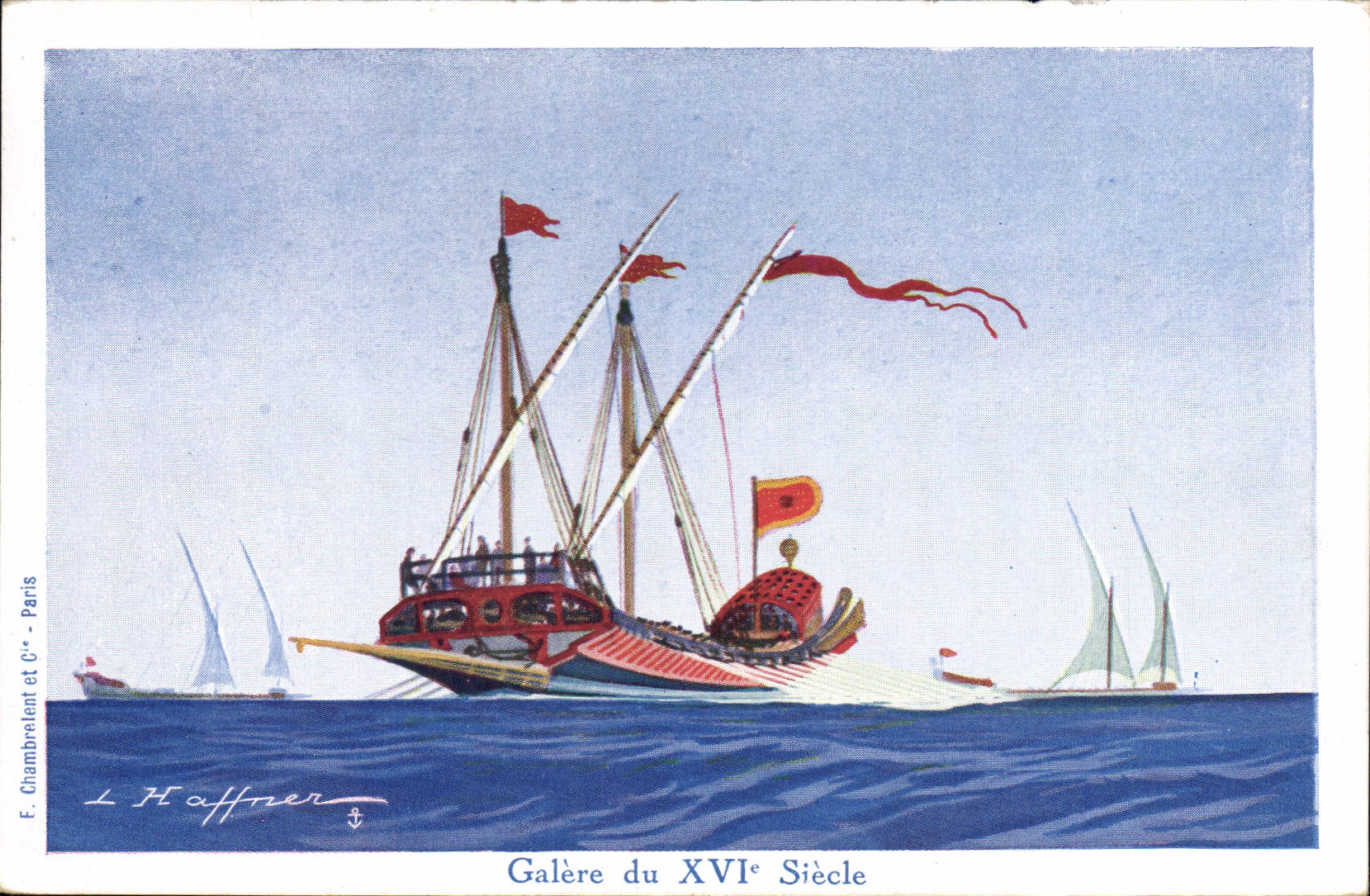 CPA Illustrateur Haffner Bateau Galere du 16eme