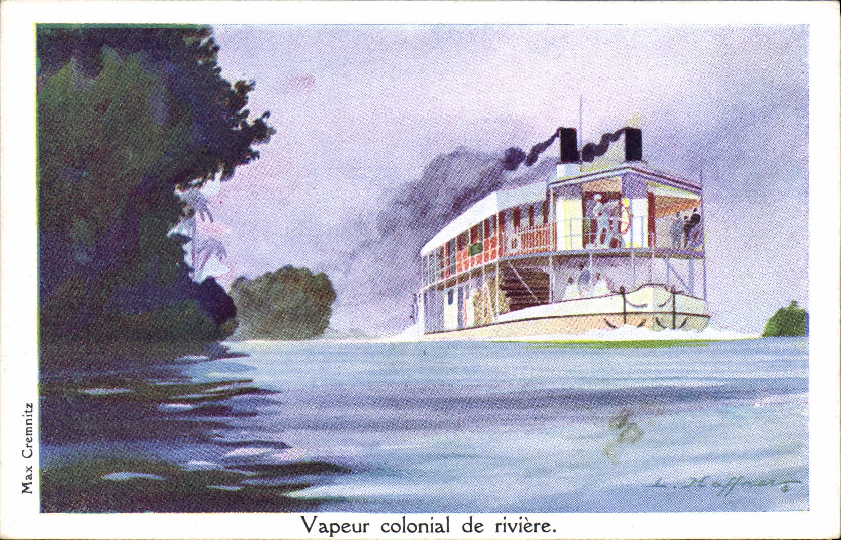 CPA Illustrateur Haffner Bateau Vapeur colonial de riviere