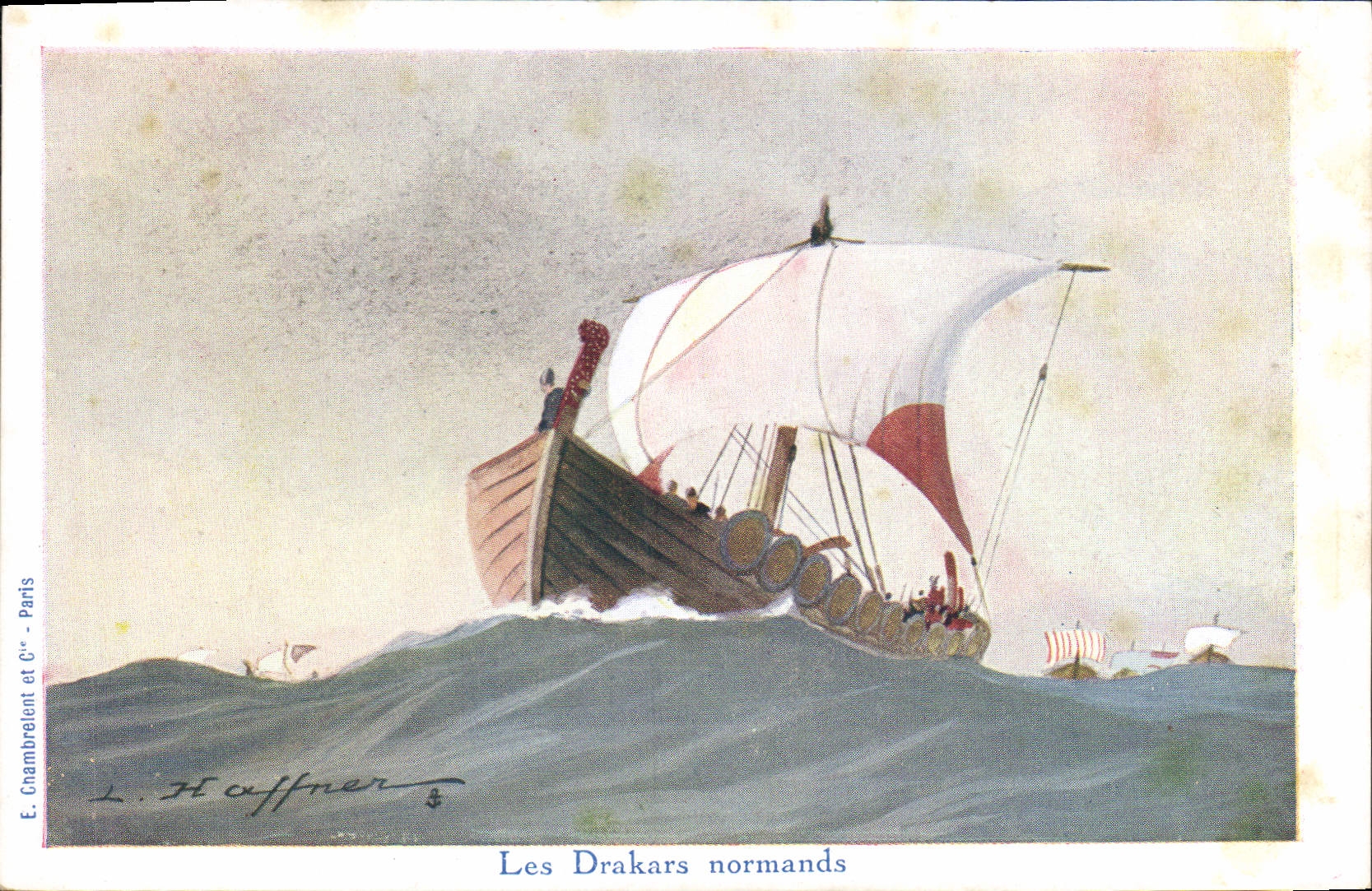 CPA Illustrateur Haffner Bateau Les drakars Normands