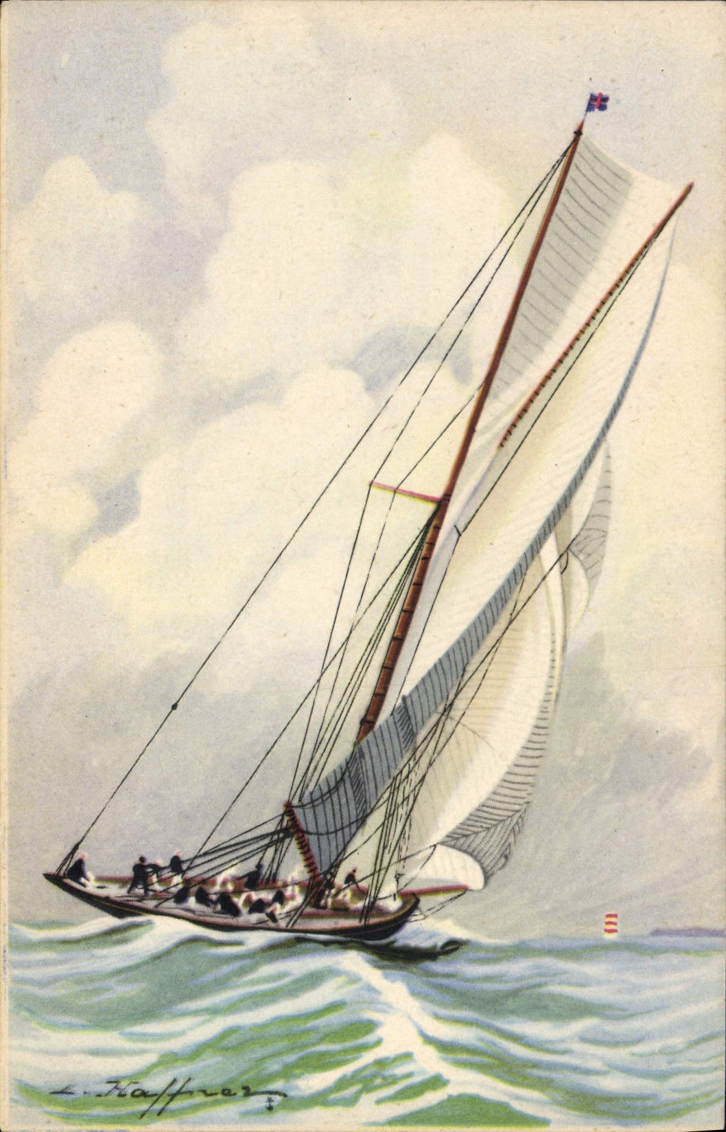 CPA Illustrateur Haffner Bateau Yacht de la grande classe