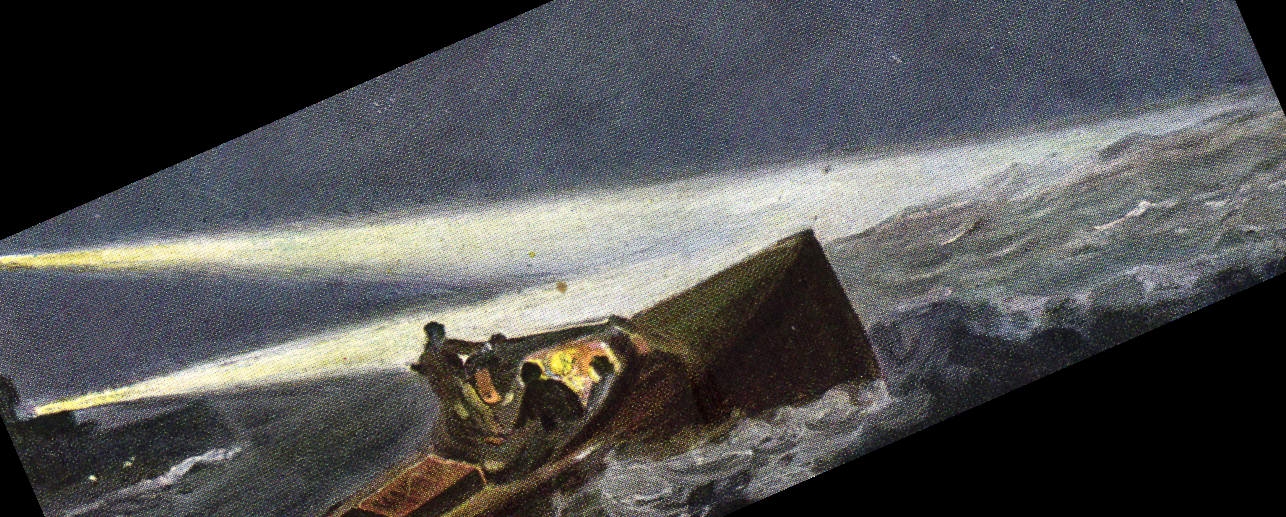 Vintage Postcard Headlight Boat Boat