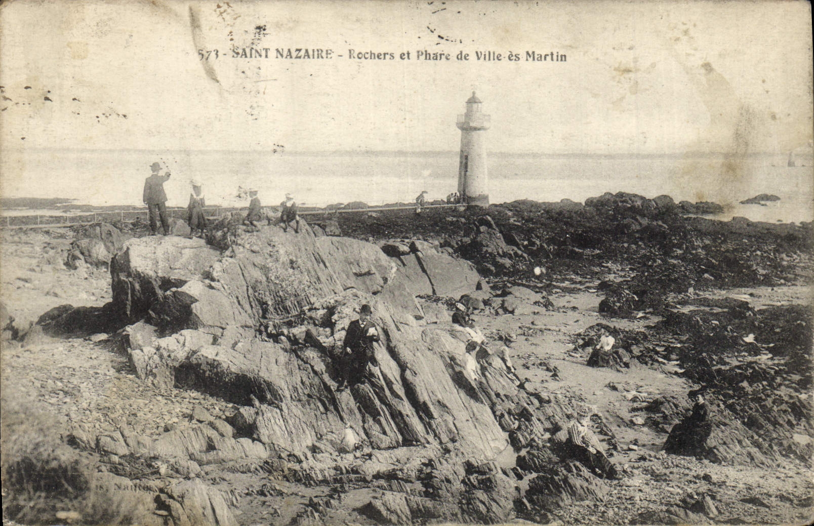 Vintage Postcard Headlight Saint Nazaire Rocks and headlight of City be Martin