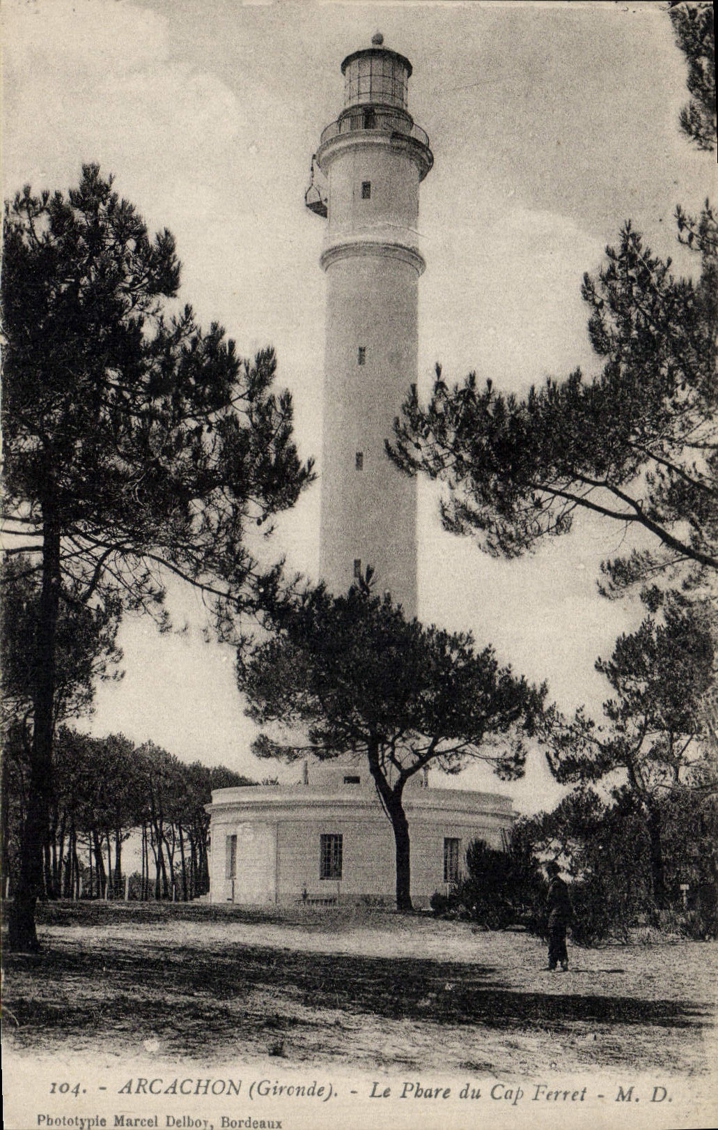 Vintage Postcard Headlight of the Cape Arcachon Tag