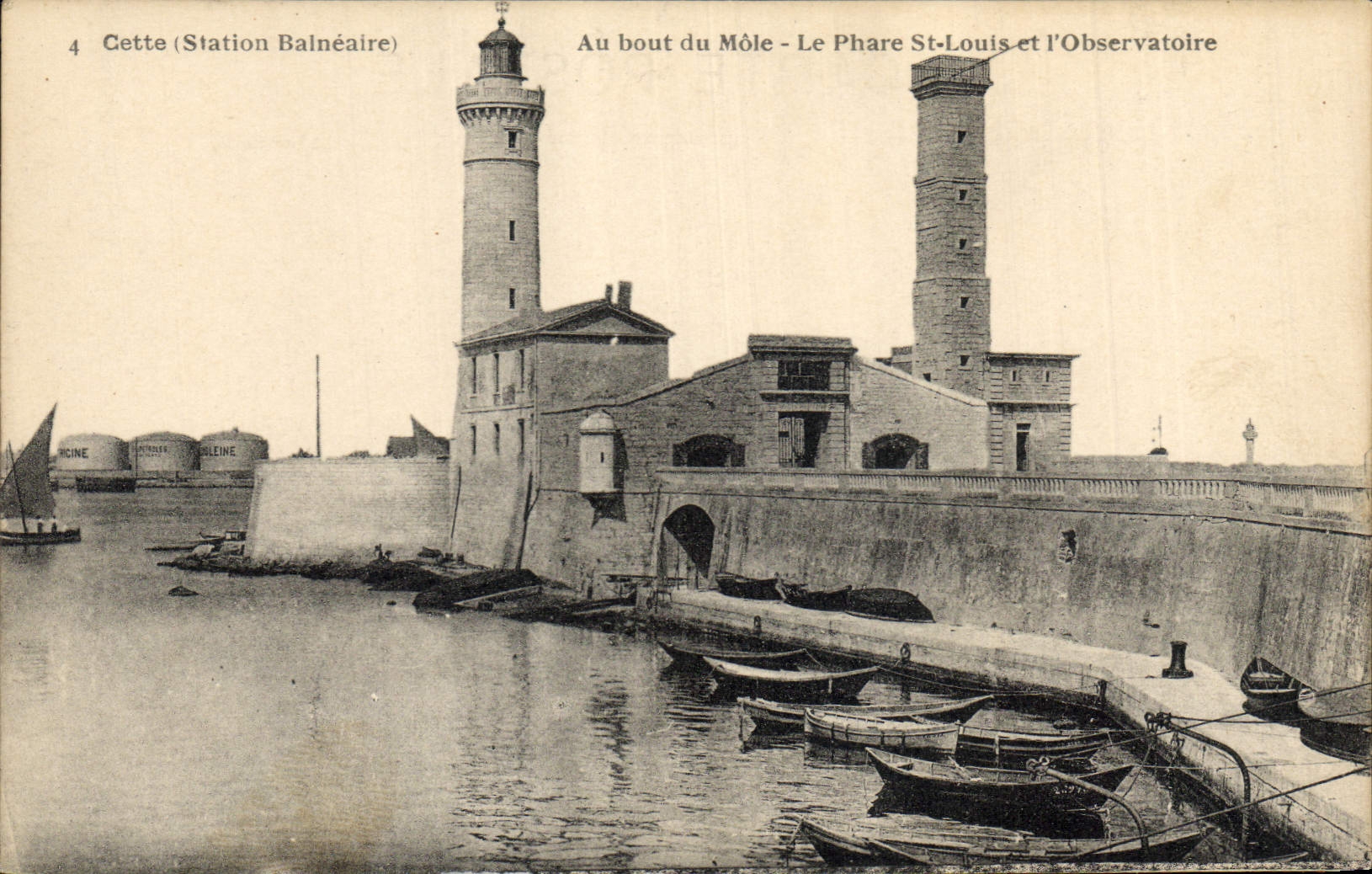 Vintage Postcard Headlight St Louis and the observatory At the end of the Mole This