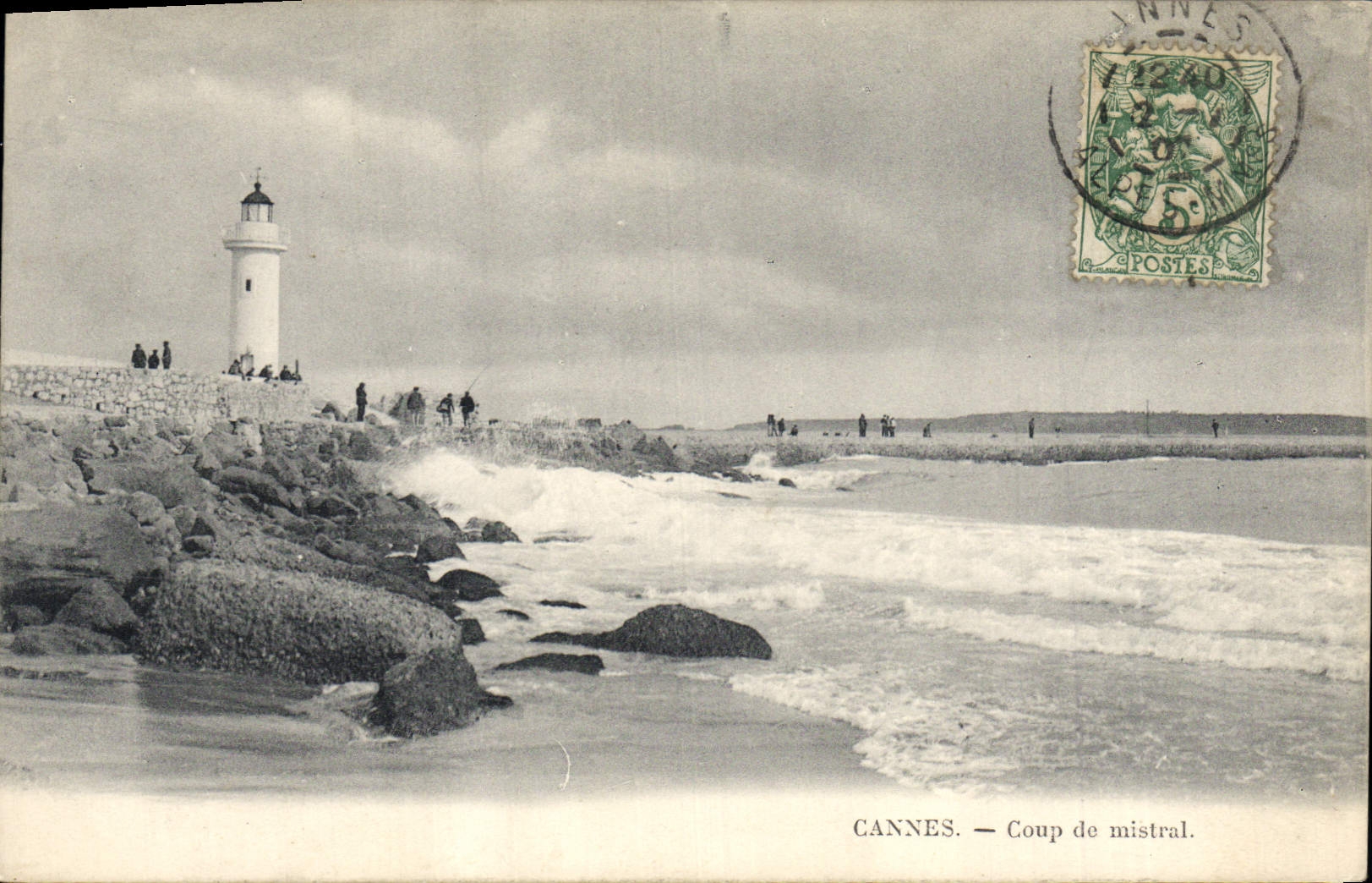 CPA Phare Cannes Coup de Mistral