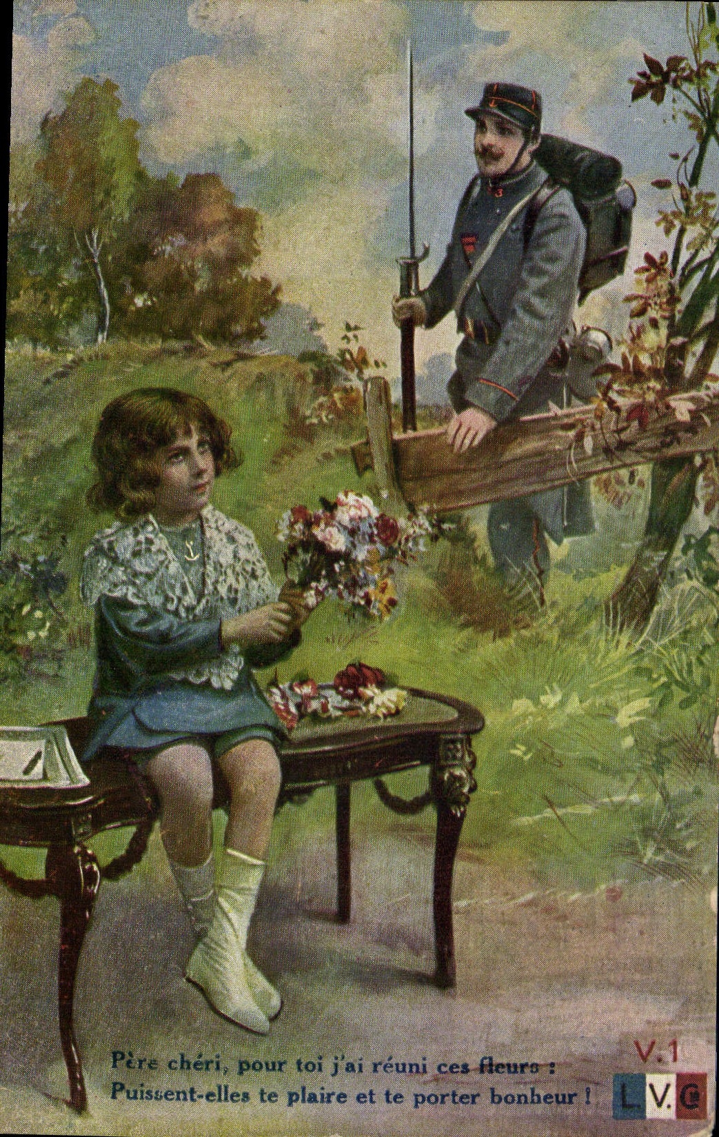 Vintage Postcard Militaria Child Soldier