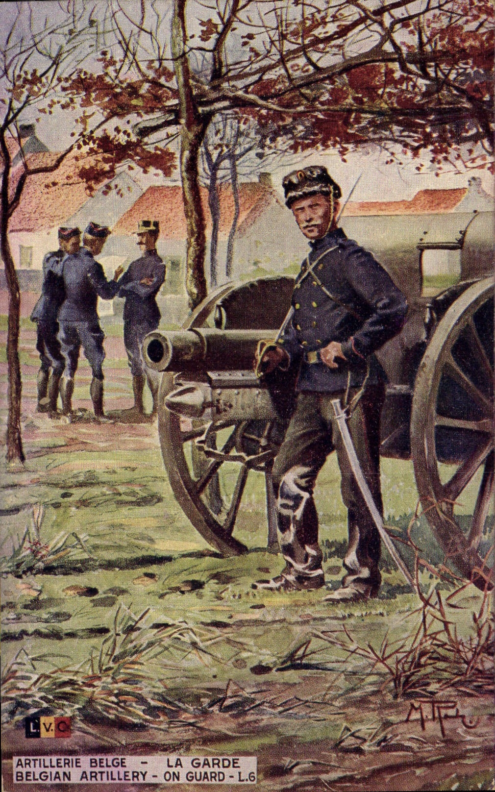 CPA Militaria Artillerie belge La garde