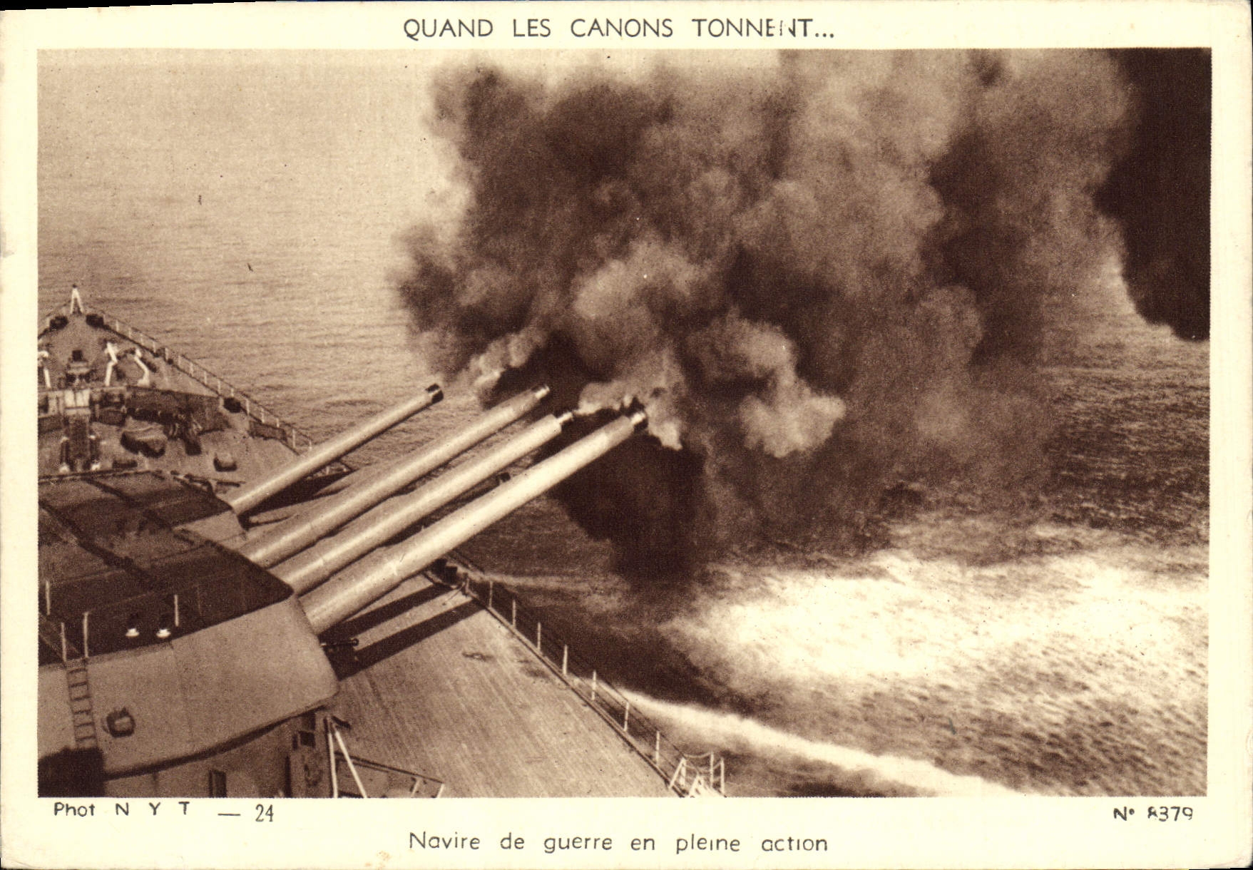 CPM Militaria When canions thunder Warship in action Bateau de guerre