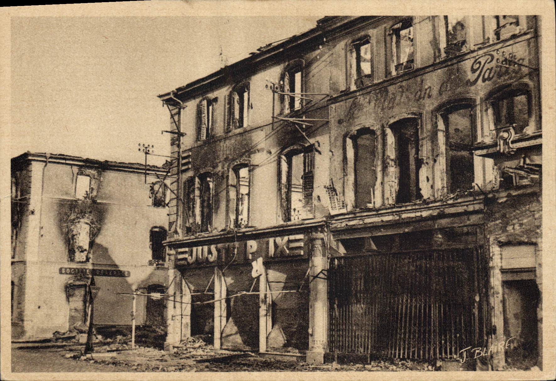 CPM Militaria Saint Die Vosges Incendie volontaire de la ville par les Allemands Rue Thiers