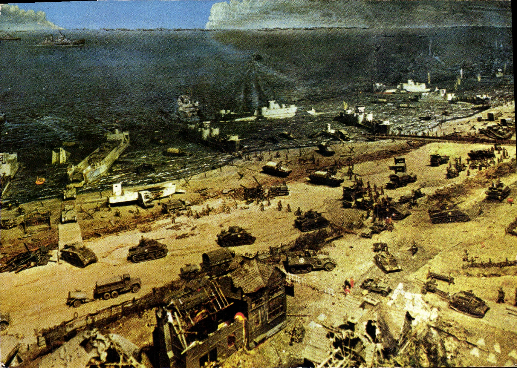 Modern Postcard Militaria Unloading in Normandy Unloading of troops allied on the Dimension Norman