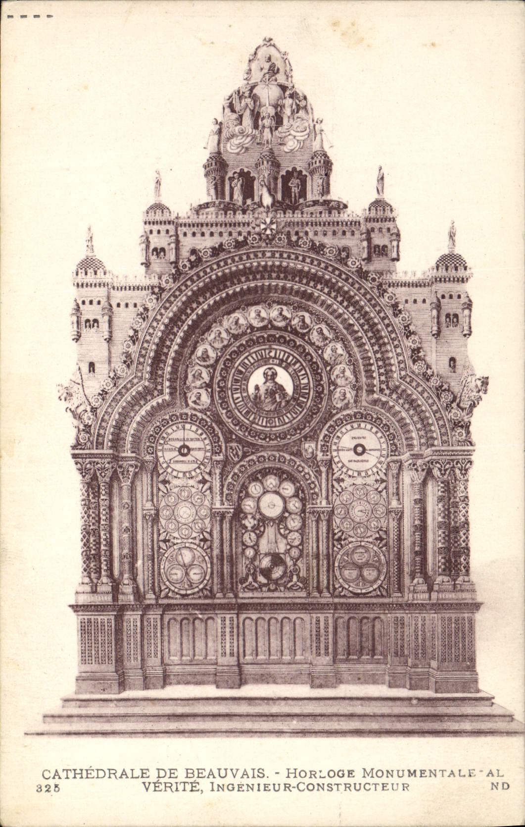 Postal Reloj monumental Verdad Granitada de Beauvais