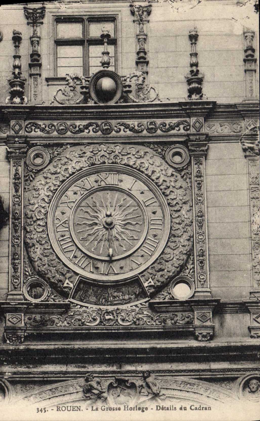 Postal Ruán el grande Reloj Detalles de cuadrante