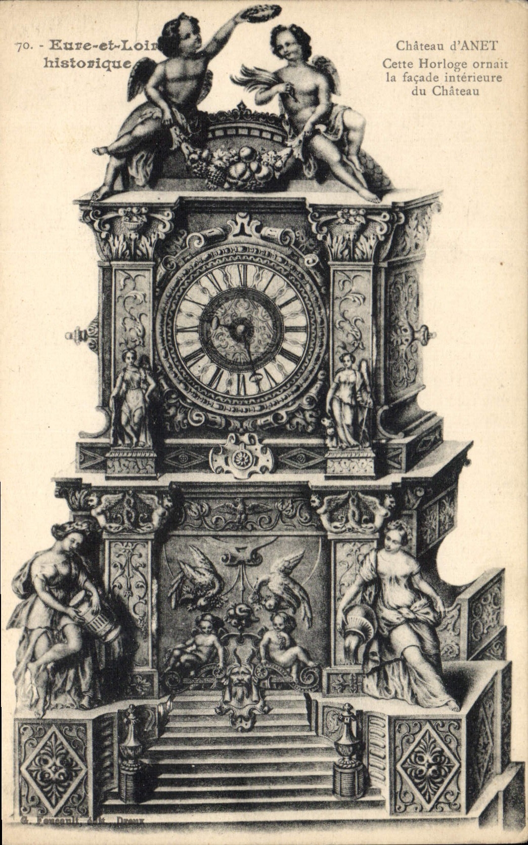 Postal Reloj Castillo de Anet