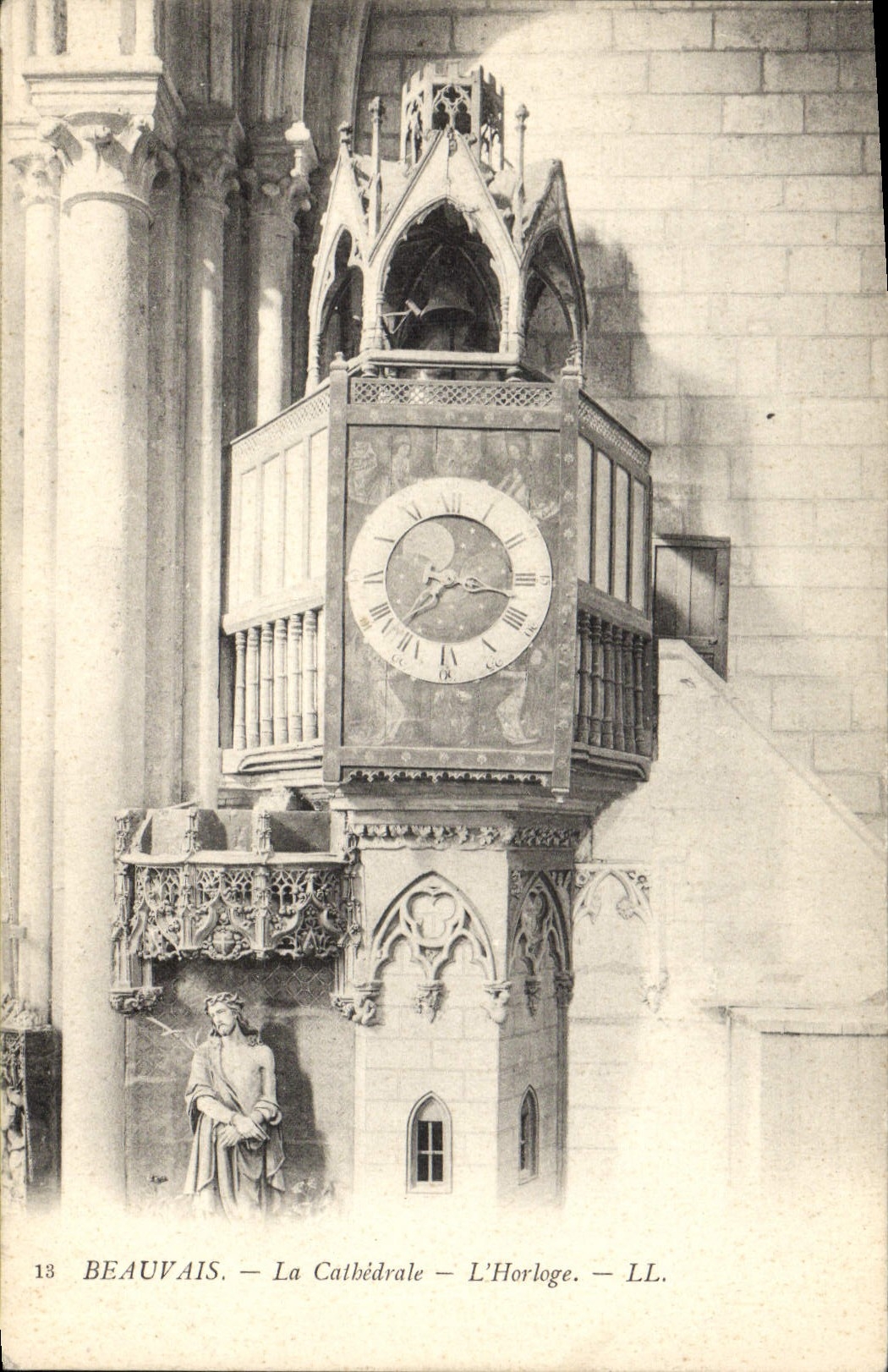 Postal Reloj Beauvais Catedral