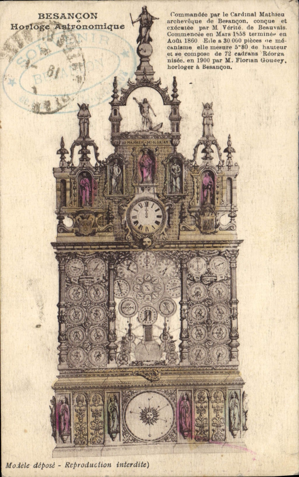 Postal Reloj astronómico Besançon