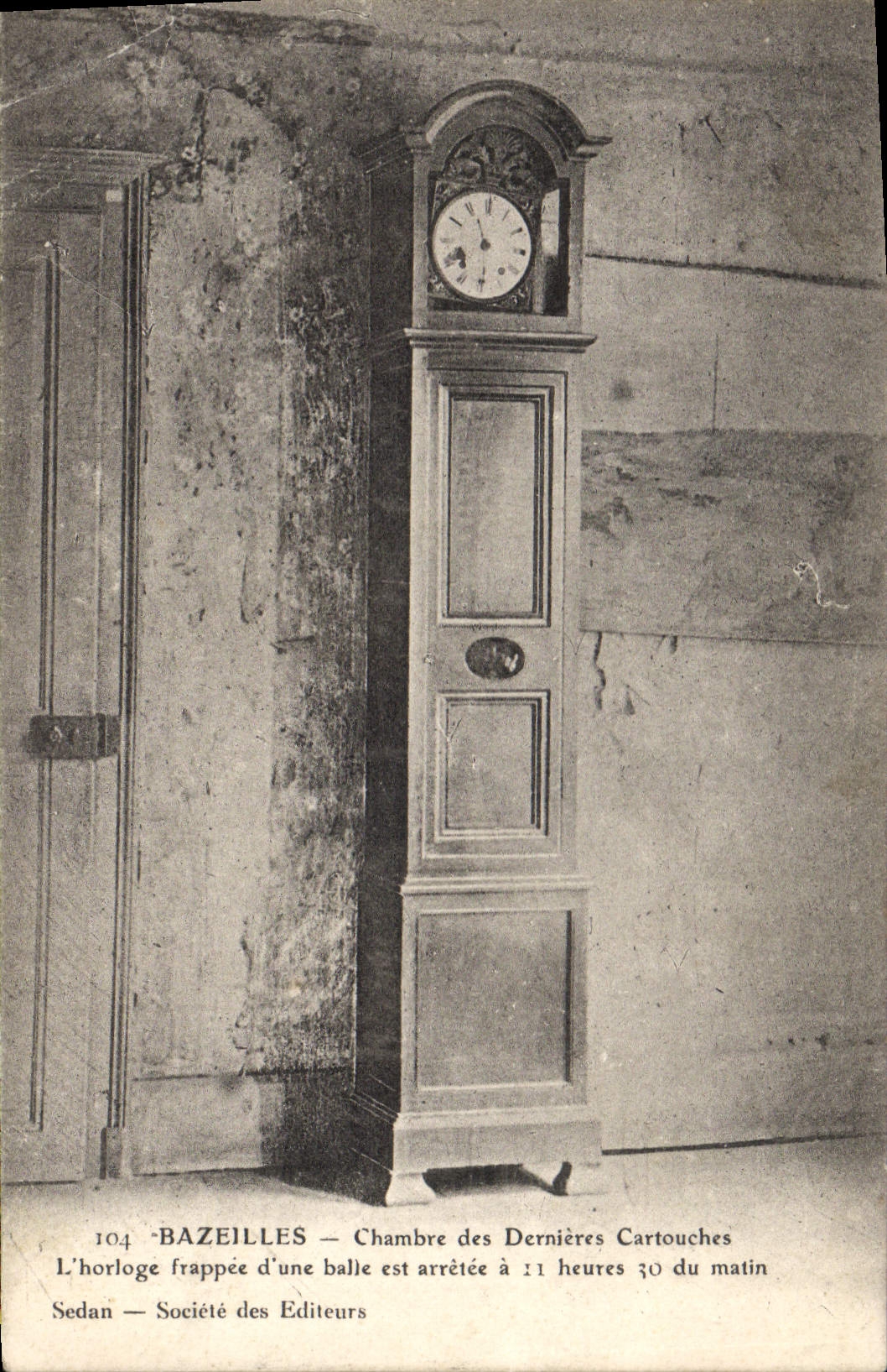 Postal Reloj Bazeilles Habitación de los últimos cartuchos el hrologe afectada de una bola Militaria