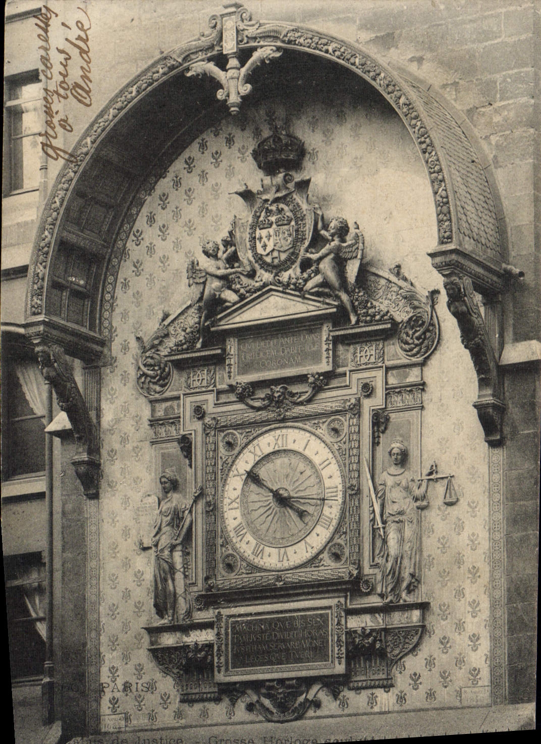 Postal Reloj Tribunal de justicia París