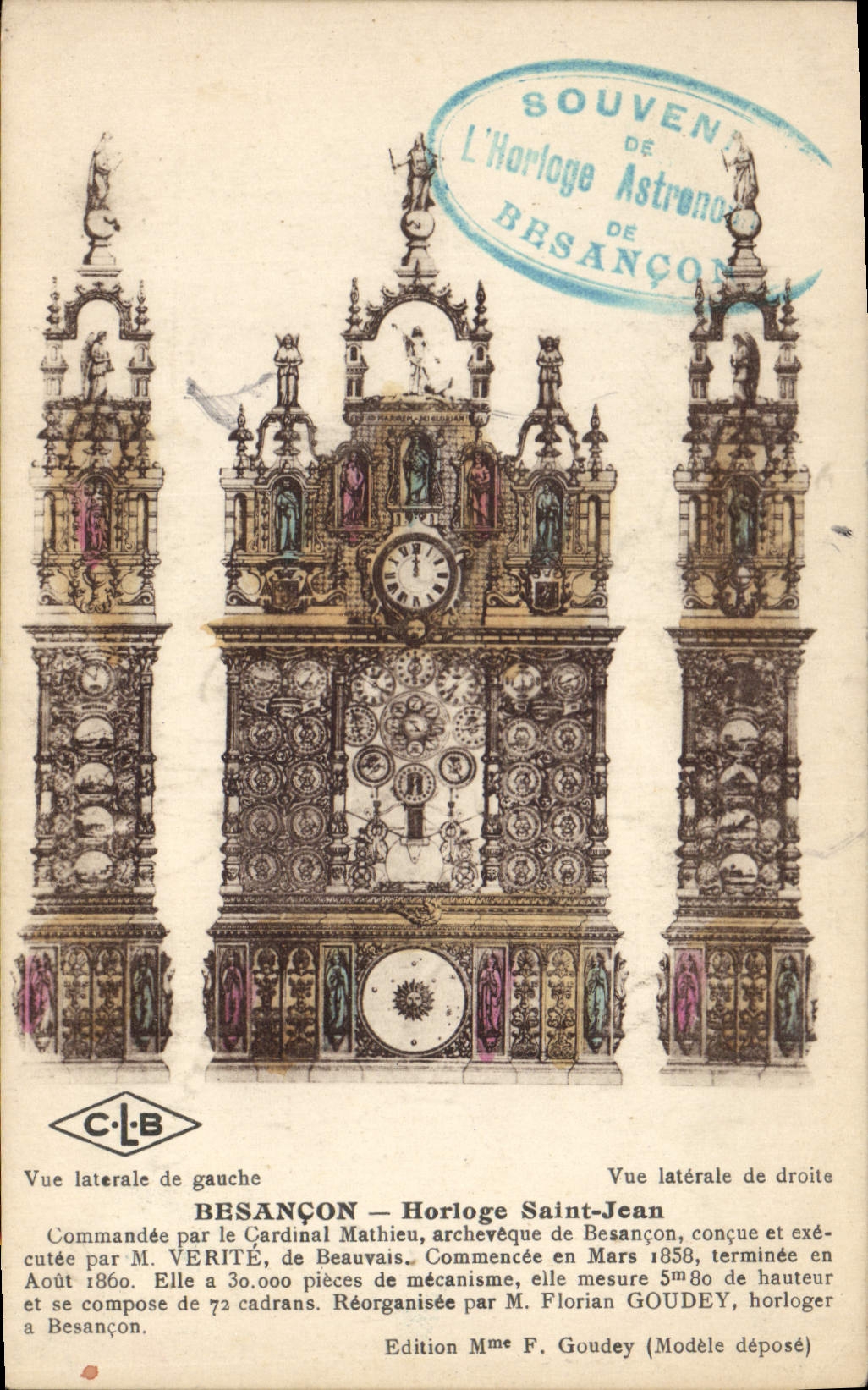 CPA Horloge Saint Jean Besancon