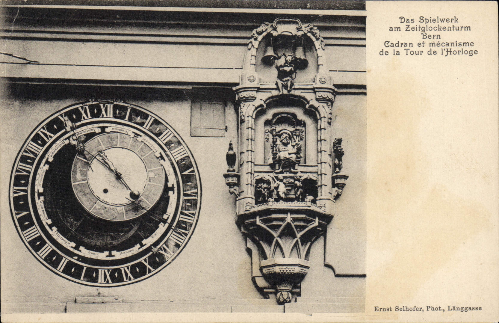 Postal Reloj Bern Cuadrante y mecanismo de la Vuelta del Reloj