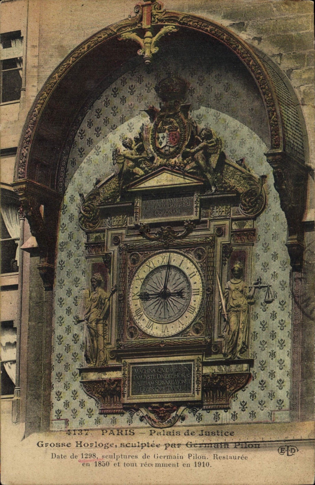 Postal Reloj París Tribunal de justicia Grande reloj Germano Pisón