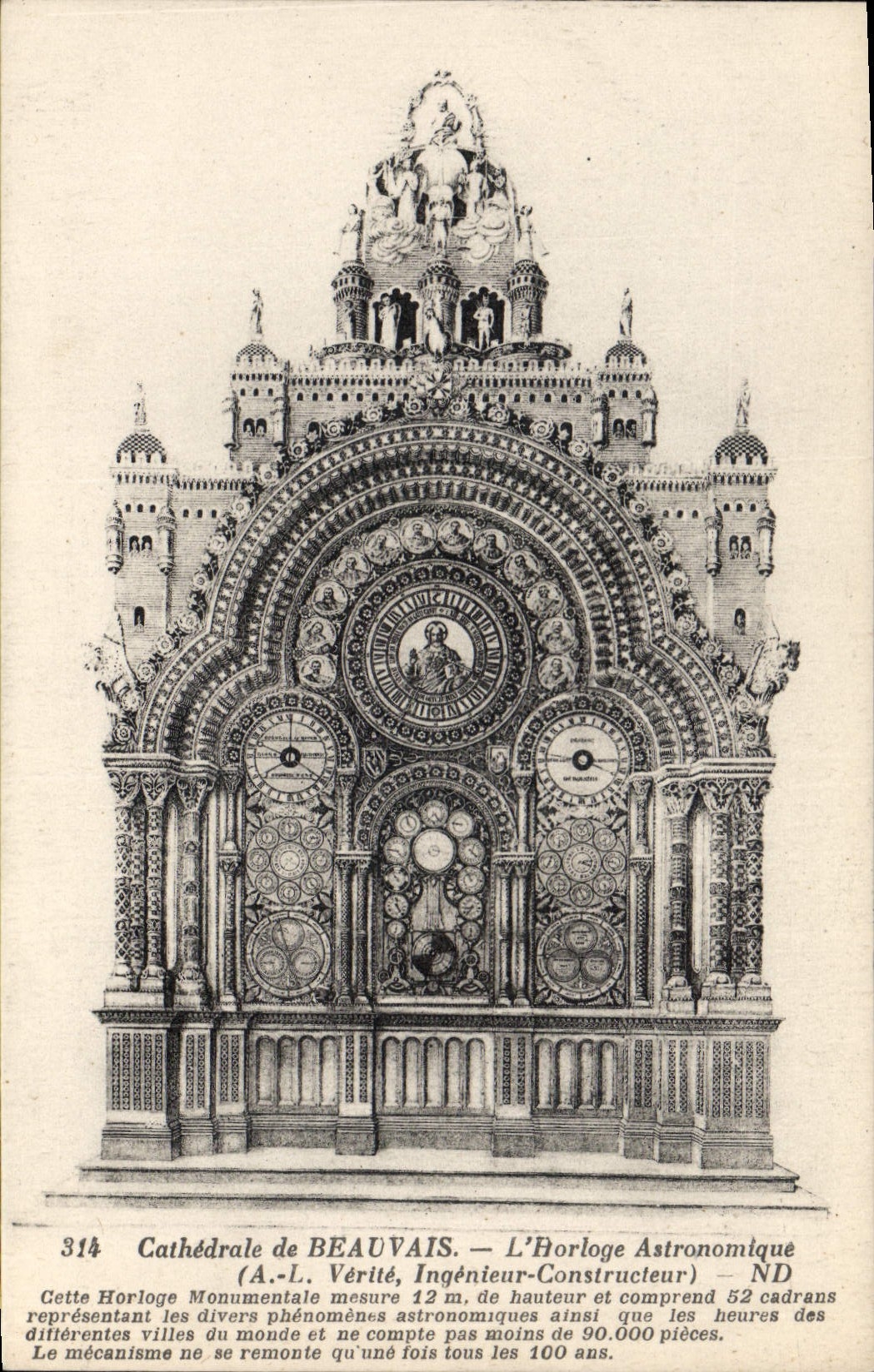 Postal Reloj astronómico Granitado de Beauvais