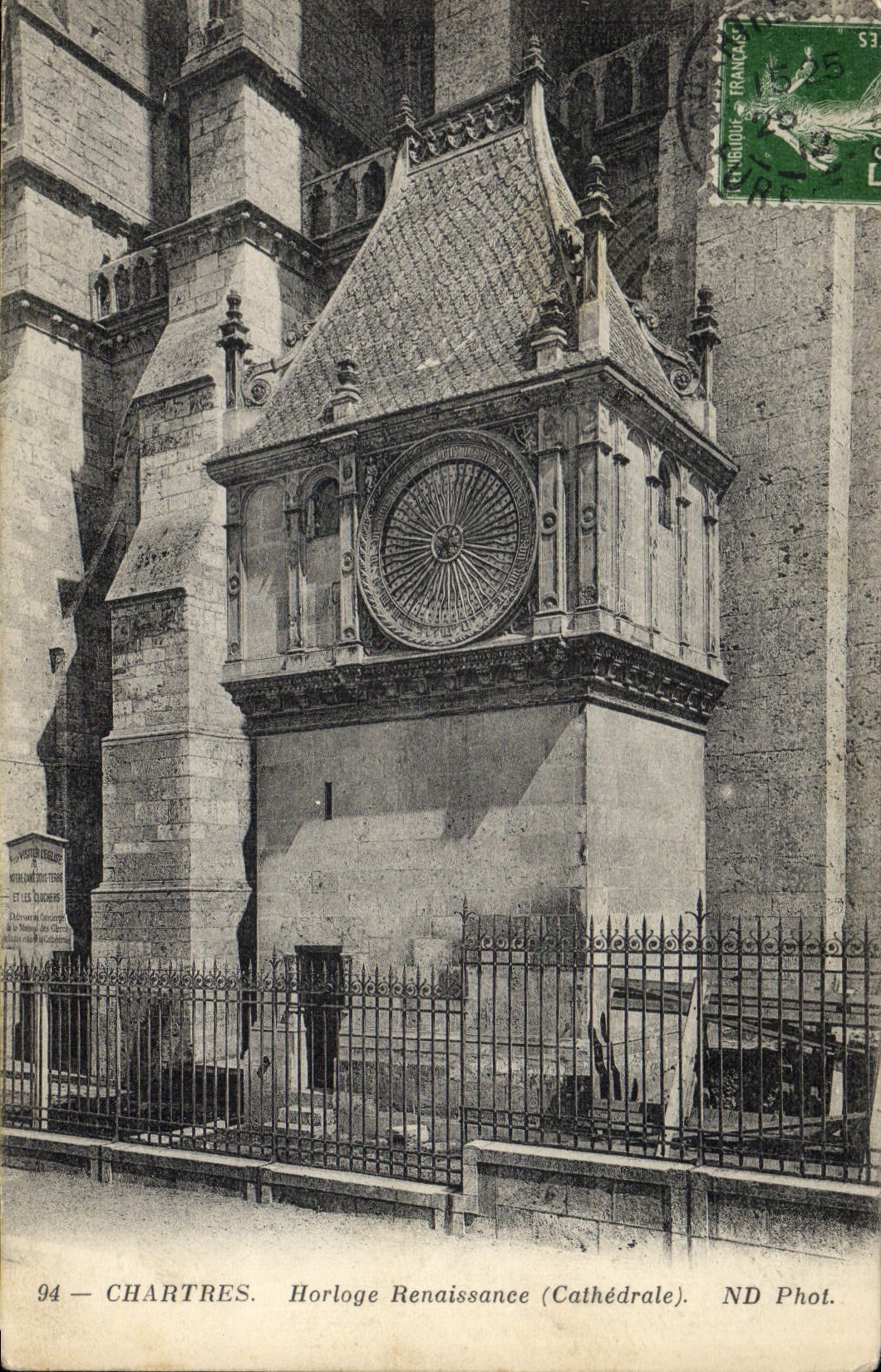 Postal Reloj Renacimiento Chartres
