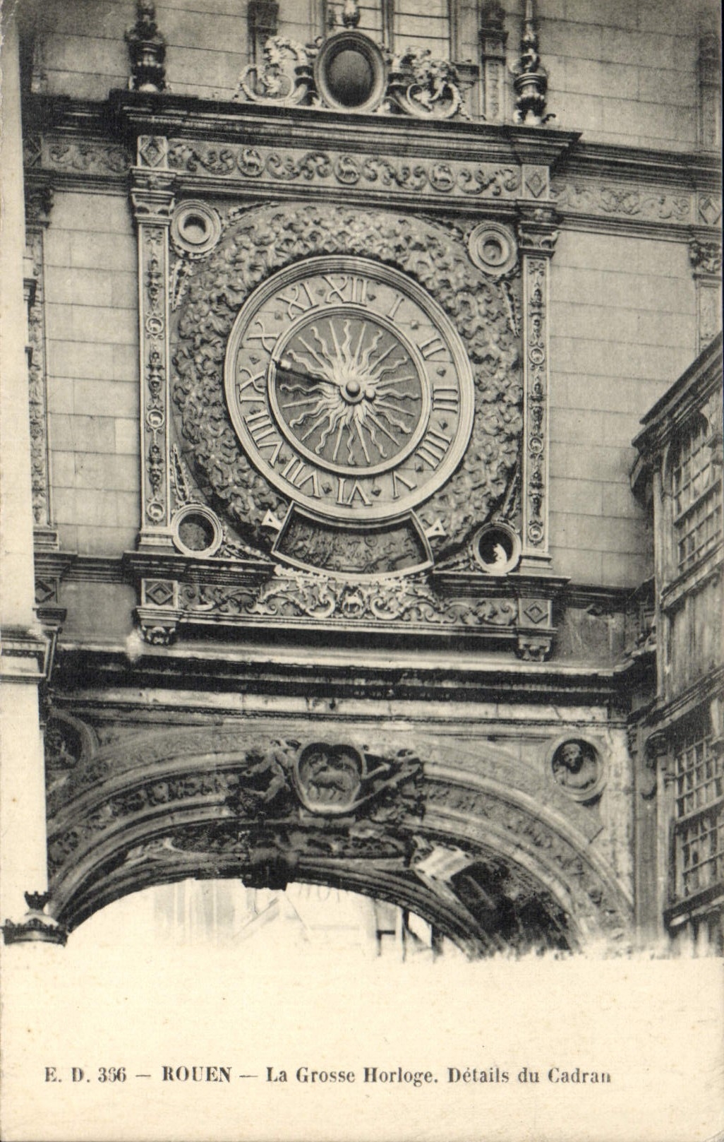 Postal el grande Reloj Detalles del cuadrante Ruán