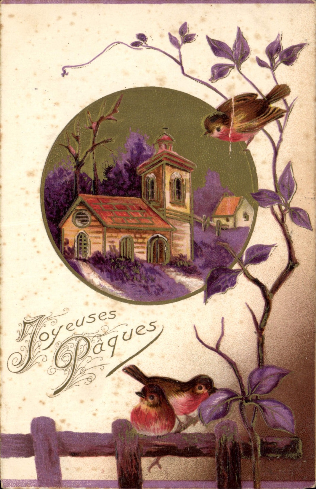 CPA Fantaisie Fleurs Oiseaux