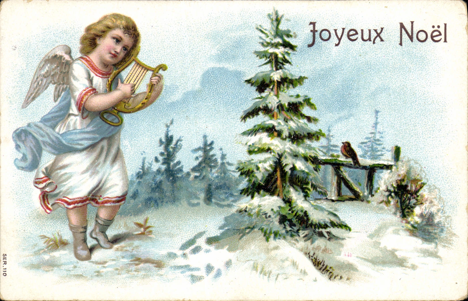 Vintage Postcard Fantasy Flowers Angel Christmas