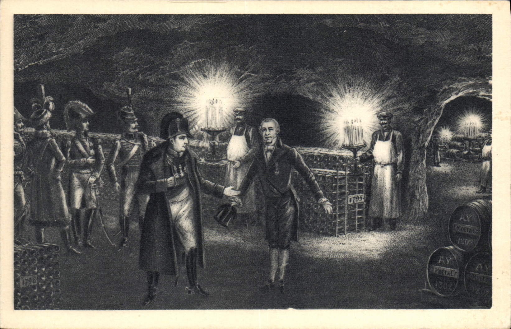 CPA Caves Moet & Chandon M Jean Remy Moet maire d'Epernay recoit la visite de Napoleon 1er