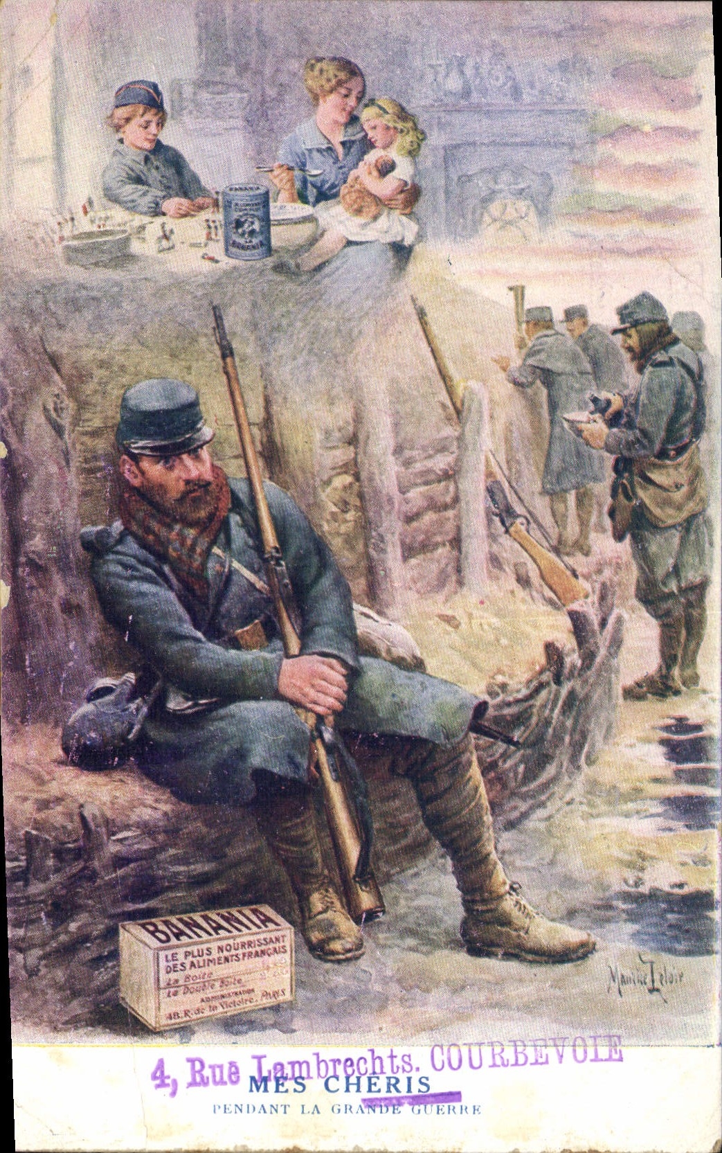 CPA Publicite Banania Rue Lambrechts Courbevoie Soldat Militaria