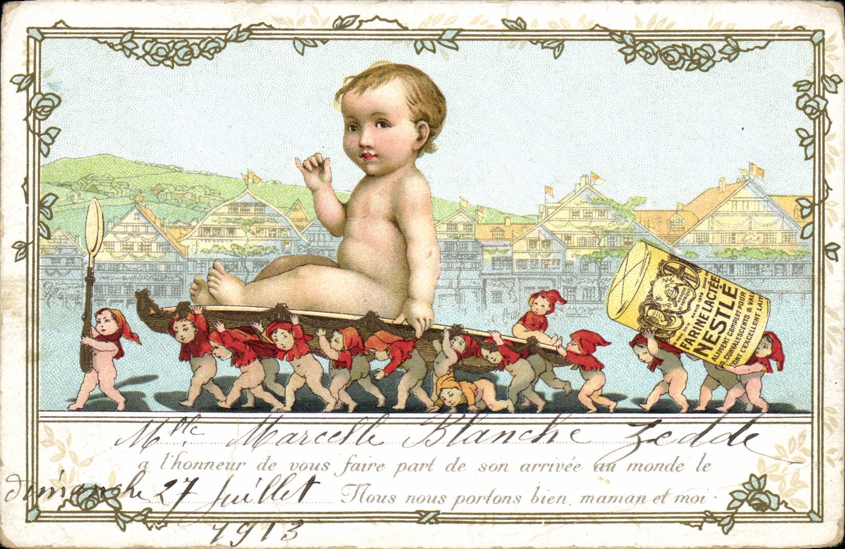 Vintage Postcard Publicity Child Nestle Baby